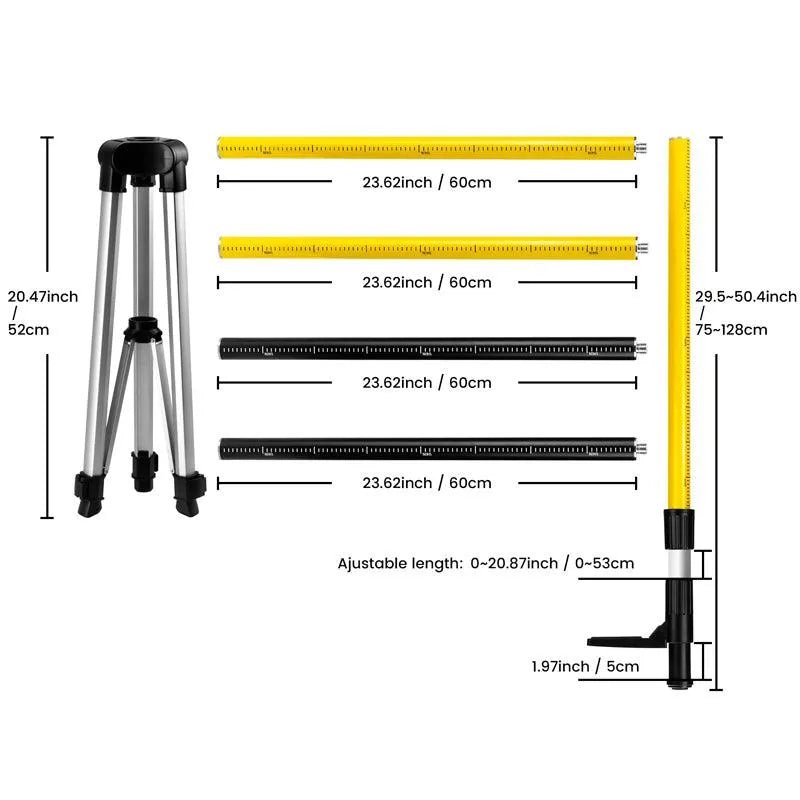 Cigman - CIGMAN CM - 100P 3.7M Laser Level Tripod with 3.7m/12.18ft (Max) Telescopic Rod
